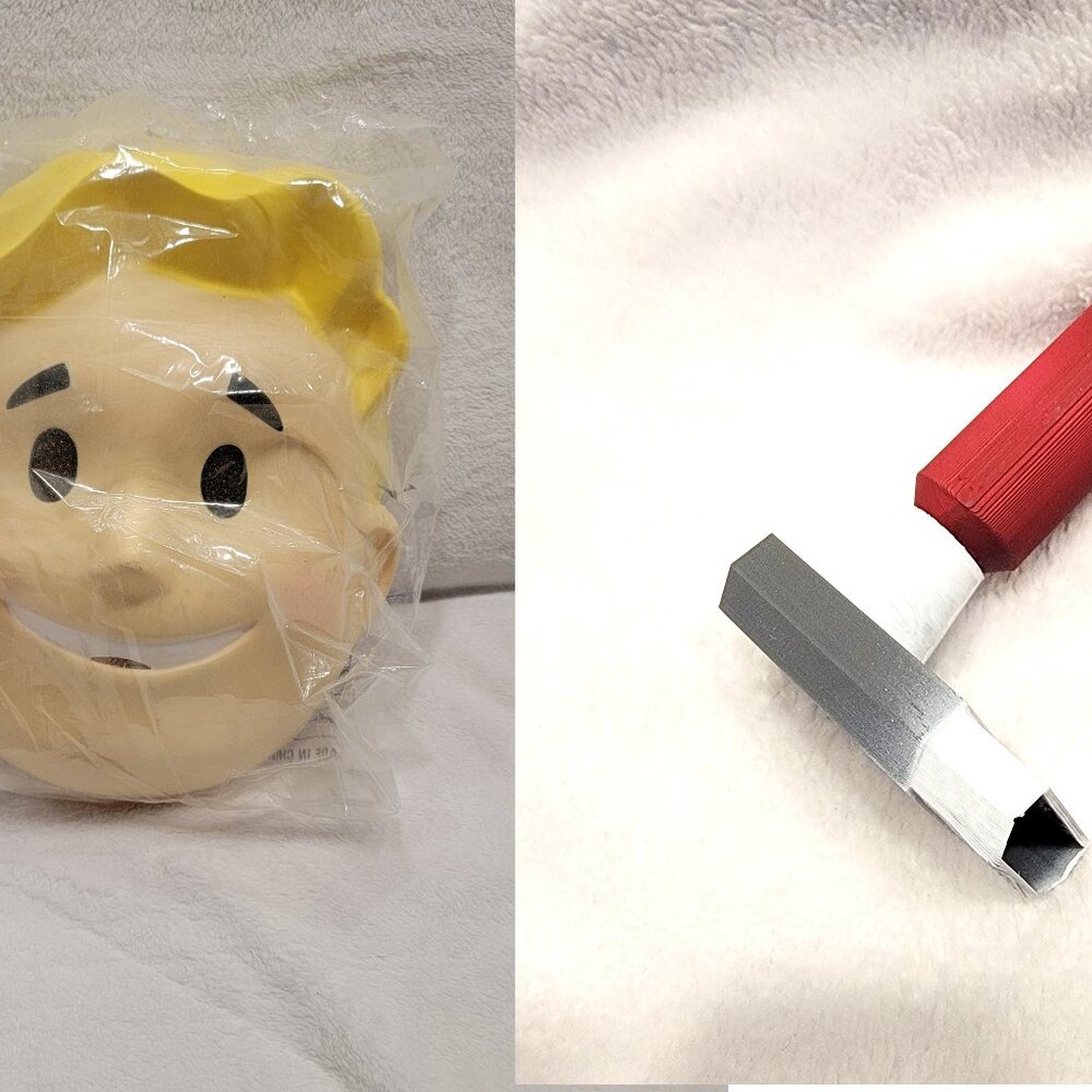 Fallout 4 Vault Boy Face Mask and Jet Prop Costume Cosplay Bethesda